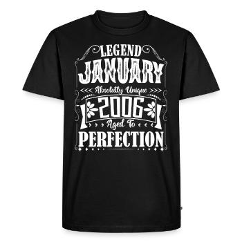 Janvier 2006. Cadeau d'Anniversaire janvier 2006. - T-shirt Premium bio Homme - noir - Devant - Nico (187cm)