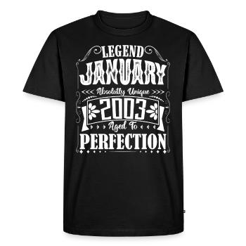 Janvier 2003. Cadeau d'Anniversaire janvier 2003. - T-shirt Premium bio Homme - noir - Devant - Nico (187cm)