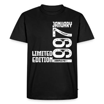 Cadeau Anniversaire Janvier 1997. January 1997. - T-shirt Premium bio Homme - noir - Devant - Nico (187cm)