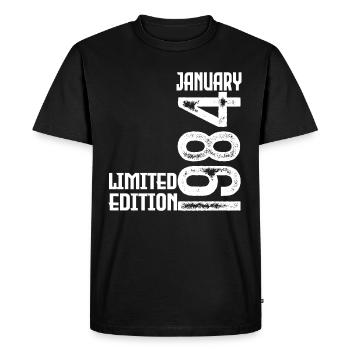 Cadeau Anniversaire Janvier 1984. January 1984. - T-shirt Premium bio Homme - noir - Devant - Nico (187cm)