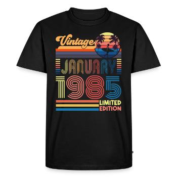 Anniversary January 1985. Gift January 1985. - Men's Premium Organic T-Shirt - black - Front - Nico (187cm)