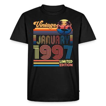 Anniversaire janvier 1997. Cadeau Janvier 1997. - T-shirt Premium bio Homme - noir - Devant - Nico (187cm)
