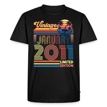 Anniversary January 2011. Gift January 2011. - Men's Premium Organic T-Shirt - black - Front - Nico (187cm)