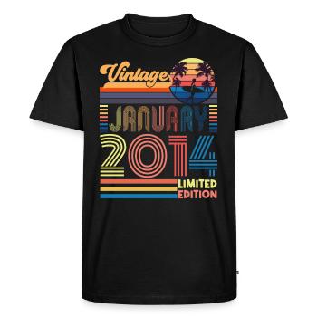 Anniversaire janvier 2014. Cadeau Janvier 2014. - T-shirt Premium bio Homme - noir - Devant - Nico (187cm)