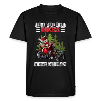 Drôle Père Noël Moto Motard Père Noël - T-shirt Premium bio Homme - noir - Devant - Nico (187cm)
