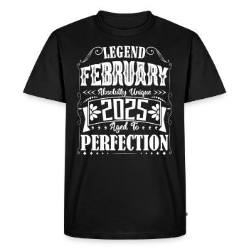 Février 2025. Cadeau d'Anniversaire février 2025. - T-shirt Premium bio Homme - noir - Devant - Nico (187cm)