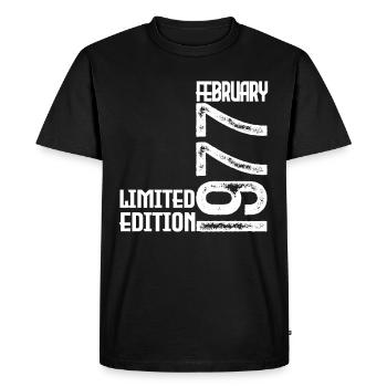 Cadeau Anniversaire Février 1977. February 1977. - T-shirt Premium bio Homme - noir - Devant - Nico (187cm)