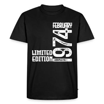 Cadeau Anniversaire Février 1974. February 1974. - T-shirt Premium bio Homme - noir - Devant - Nico (187cm)