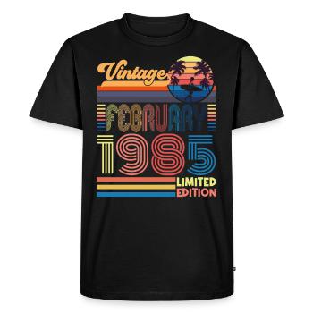 Anniversaire Février 1985. Cadeau Fevrier 1985. - T-shirt Premium bio Homme - noir - Devant - Nico (187cm)