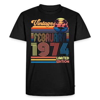 Anniversaire Février 1974. Cadeau Fevrier 1974. - T-shirt Premium bio Homme - noir - Devant - Nico (187cm)