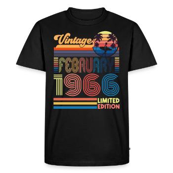 Anniversaire Février 1966. Cadeau Fevrier 1966. - T-shirt Premium bio Homme - noir - Devant - Nico (187cm)