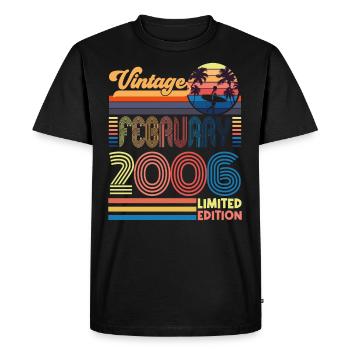Anniversaire Février 2006. Cadeau Fevrier 2006. - T-shirt Premium bio Homme - noir - Devant - Nico (187cm)