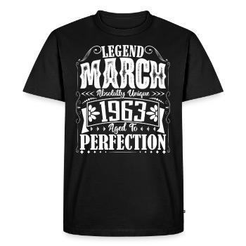 March 1963. March 1963 Birthday Gift. March. - Men's Premium Organic T-Shirt - black - Front - Nico (187cm)