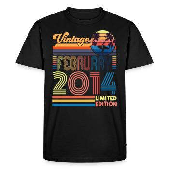 Anniversaire Février 2014. Cadeau Fevrier 2014. - T-shirt Premium bio Homme - noir - Devant - Nico (187cm)