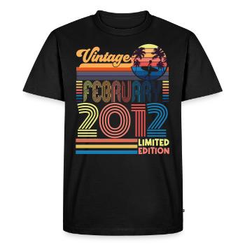 Anniversaire Février 2012. Cadeau Fevrier 2012. - T-shirt Premium bio Homme - noir - Devant - Nico (187cm)