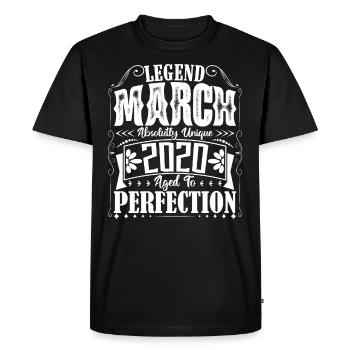 Mars 2020. Cadeau d'Anniversaire mars 2020. March. - T-shirt Premium bio Homme - noir - Devant - Nico (187cm)