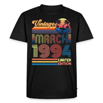 Geburtstag März 1994.Geschenk März 1994.März 1994 - Männer Premium Bio T-Shirt - Schwarz - Vorne - Nico (187cm)