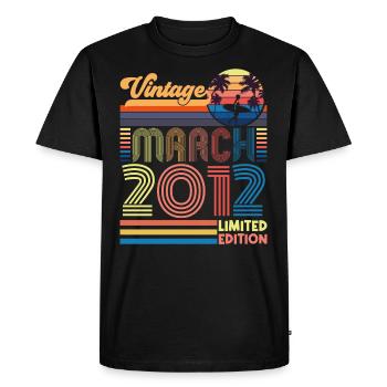 Anniversaire mars 2012.Cadeau Mars 2012.March 2012 - T-shirt Premium bio Homme - noir - Devant - Nico (187cm)