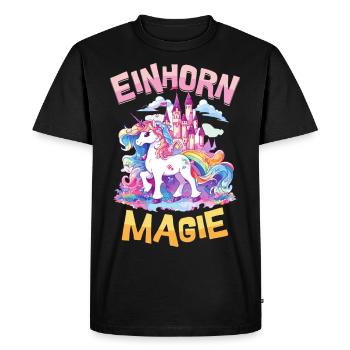 Unicorn, Magic, Rainbow, Castle, Colorful, Fantasy - Men's Premium Organic T-Shirt - black - Front - Nico (187cm)