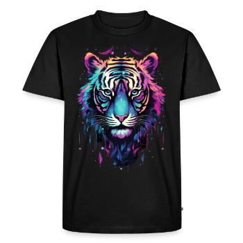 Tigre Tête De Tigre Néon Coloré Coloré Sauvage Courageux - T-shirt Premium bio Homme - noir - Devant - Nico (187cm)