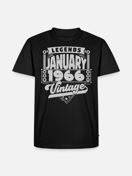 Vintage Birthday January 1966, January 1966. - Men's Premium Organic T-Shirt - black