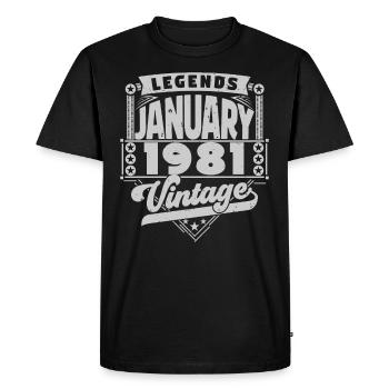 Vintage Anniversaire Janvier 1981, Janvier 1981. - T-shirt Premium bio Homme - noir - Devant - Nico (187cm)