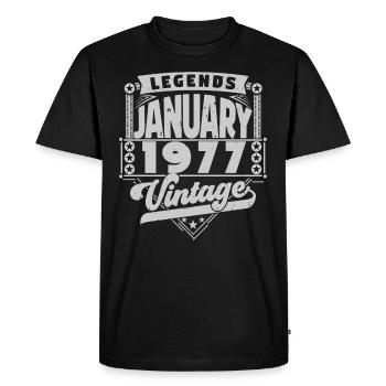 Vintage Birthday January 1977, January 1977. - Men's Premium Organic T-Shirt - black - Front - Nico (187cm)