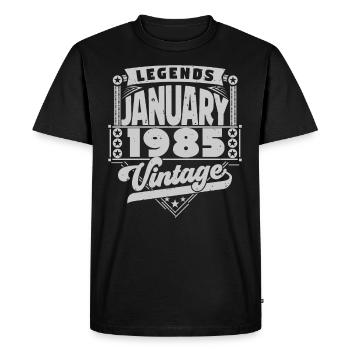 Vintage Birthday January 1985, January 1985. - Men's Premium Organic T-Shirt - black - Front - Nico (187cm)