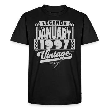 Vintage Anniversaire Janvier 1997, Janvier 1997. - T-shirt Premium bio Homme - noir - Devant - Nico (187cm)