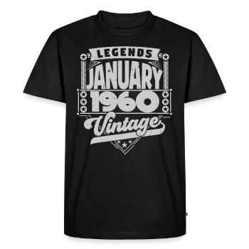 Vintage Anniversaire Janvier 1960, Janvier 1960. - T-shirt Premium bio Homme - noir - Devant - Nico (187cm)