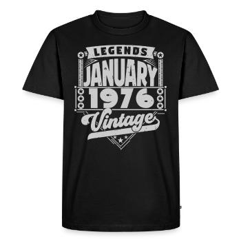 Vintage Anniversaire Janvier 1976, Janvier 1976. - T-shirt Premium bio Homme - noir - Devant - Nico (187cm)