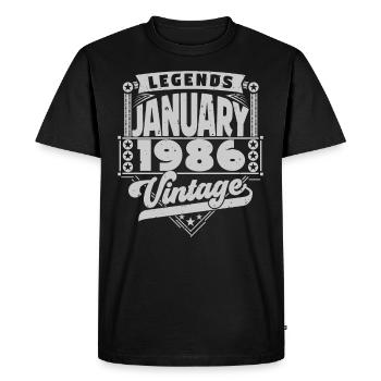 Vintage Anniversaire Janvier 1986, Janvier 1986. - T-shirt Premium bio Homme - noir - Devant - Nico (187cm)