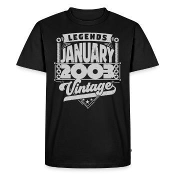 Vintage Anniversaire Janvier 2003, Janvier 2003. - T-shirt Premium bio Homme - noir - Devant - Nico (187cm)