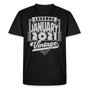 Vintage Anniversaire Janvier 2021, Janvier 2021. - T-shirt Premium bio Homme - noir - Devant - Nico (187cm)