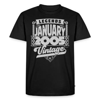 Vintage Anniversaire Janvier 2005, Janvier 2005. - T-shirt Premium bio Homme - noir - Devant - Nico (187cm)
