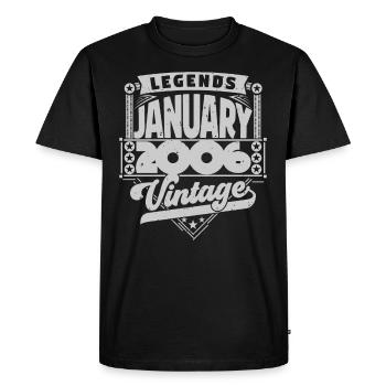 Vintage Anniversaire Janvier 2006, Janvier 2006. - T-shirt Premium bio Homme - noir - Devant - Nico (187cm)