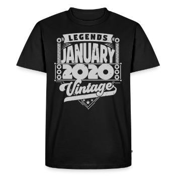 Vintage Anniversaire Janvier 2020, Janvier 2020. - T-shirt Premium bio Homme - noir - Devant - Nico (187cm)