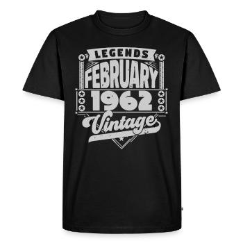 Vintage Anniversaire février 1962, Février 1962. - T-shirt Premium bio Homme - noir - Devant - Nico (187cm)
