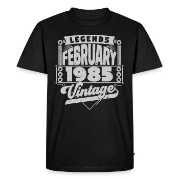Vintage Anniversaire février 1985, Février 1985. - T-shirt Premium bio Homme - noir - Devant - Nico (187cm)