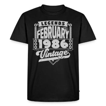 Vintage Anniversaire février 1986, Février 1986. - T-shirt Premium bio Homme - noir - Devant - Nico (187cm)