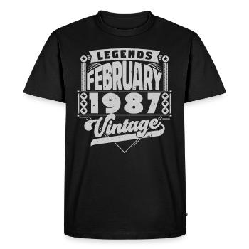 Vintage Anniversaire février 1987, Février 1987. - T-shirt Premium bio Homme - noir - Devant - Nico (187cm)
