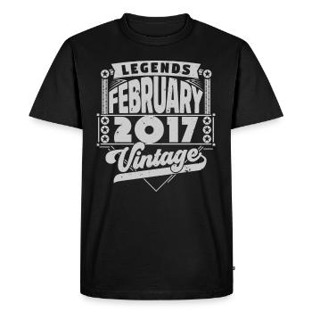 Vintage Anniversaire février 2017, Février 2017. - T-shirt Premium bio Homme - noir - Devant - Nico (187cm)