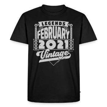 Vintage Anniversaire février 2021, Février 2021. - T-shirt Premium bio Homme - noir - Devant - Nico (187cm)