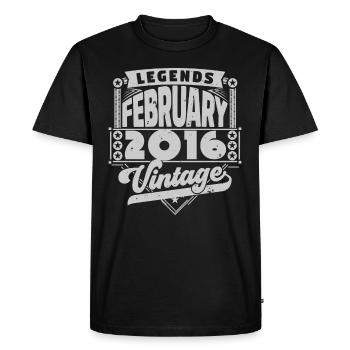 Vintage Birthday February 2016, February 2016. - Men's Premium Organic T-Shirt - black - Front - Nico (187cm)