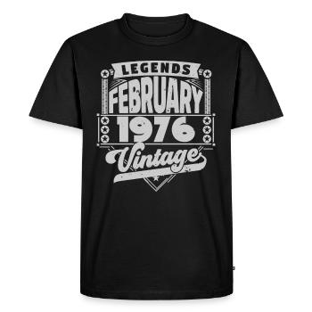 Vintage Anniversaire février 1976, Février 1976. - T-shirt Premium bio Homme - noir - Devant - Nico (187cm)