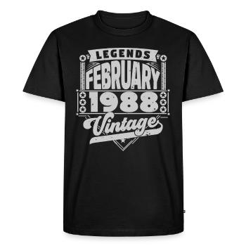 Vintage Anniversaire février 1988, Février 1988. - T-shirt Premium bio Homme - noir - Devant - Nico (187cm)
