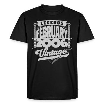 Vintage Anniversaire février 2006, Février 2006. - T-shirt Premium bio Homme - noir - Devant - Nico (187cm)