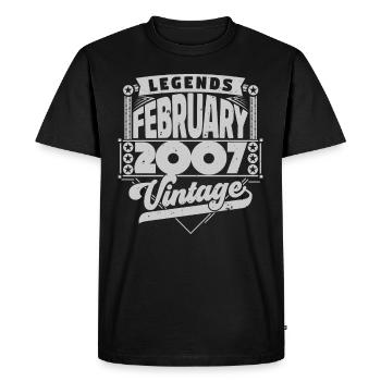 Vintage Anniversaire février 2007, Février 2007. - T-shirt Premium bio Homme - noir - Devant - Nico (187cm)