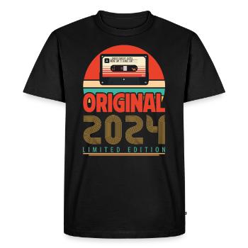 Cadeau Anniversaire Vintage 2024. Rétro 2024. - T-shirt Premium bio Homme - noir - Devant - Nico (187cm)