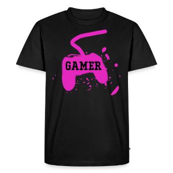 Joueur Console de jeux - T-shirt Premium bio Homme - noir - Devant - Nico (187cm)